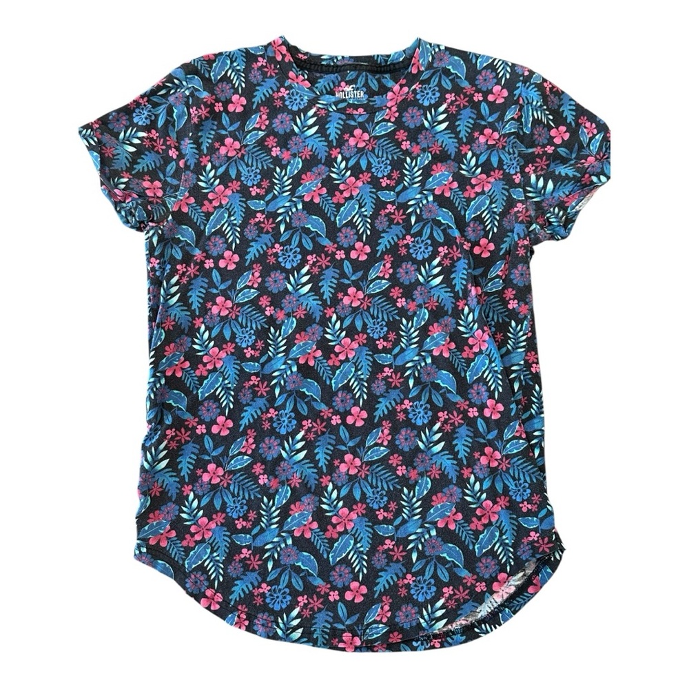 Hollister Curved Hem Short Sleeve‎ Tropical Tshirt Medium